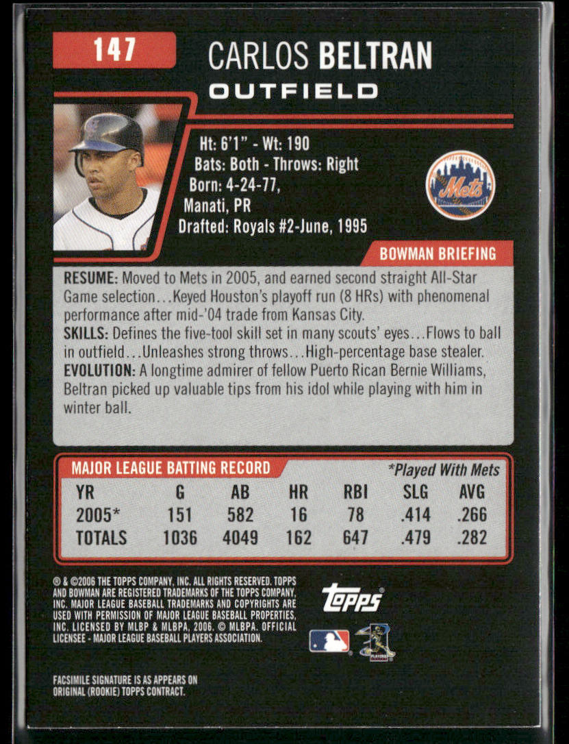 Carlos Beltran 2006 Bowman #147 New York Mets