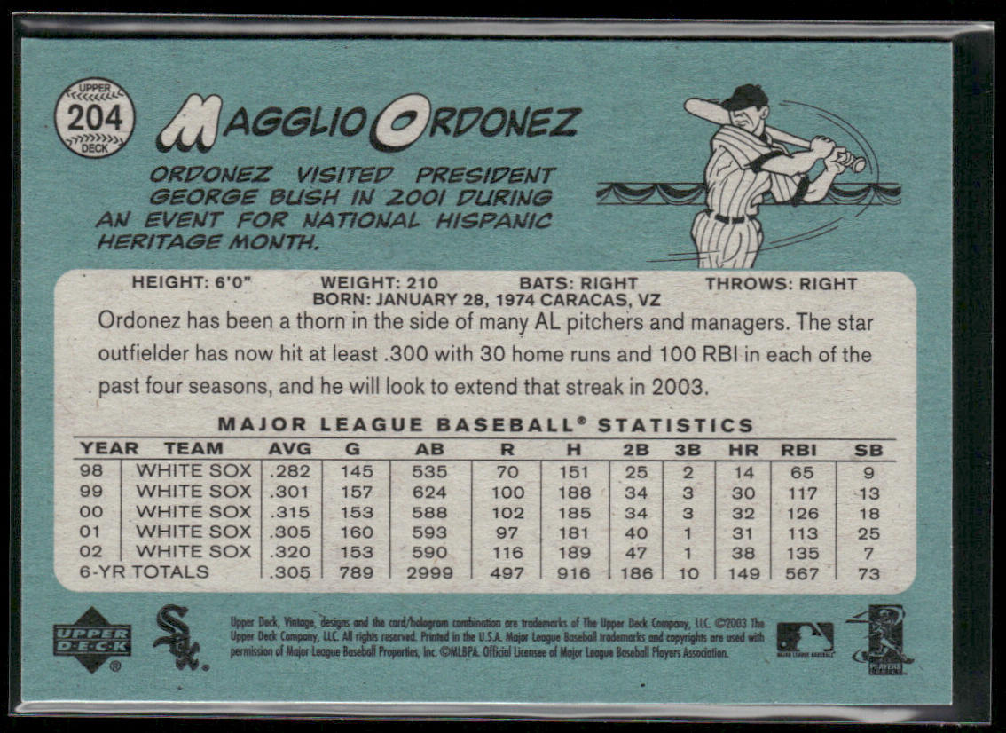 Magglio Ordonez 2003 Upper Deck Vintage #204 Chicago White Sox