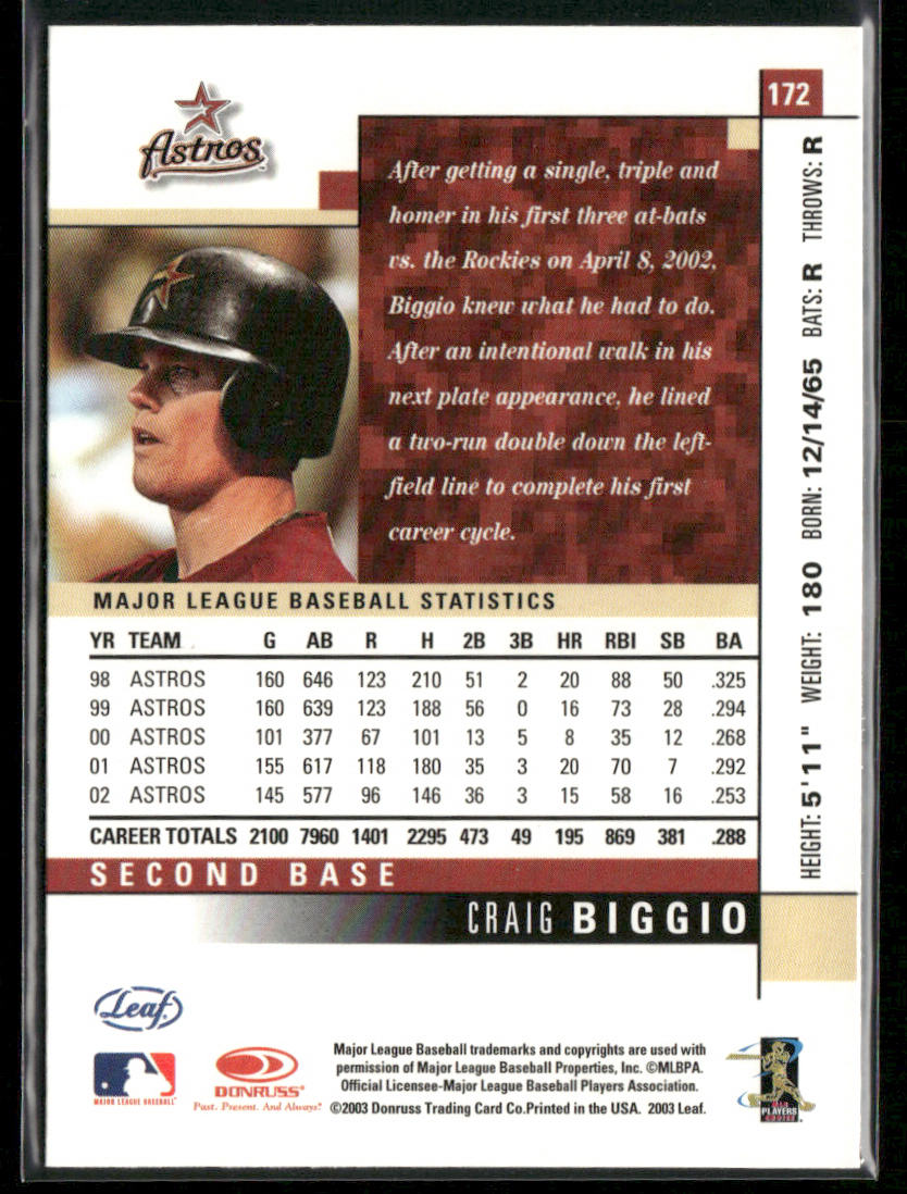 Craig Biggio 2003 Leaf #172 Houston Astros