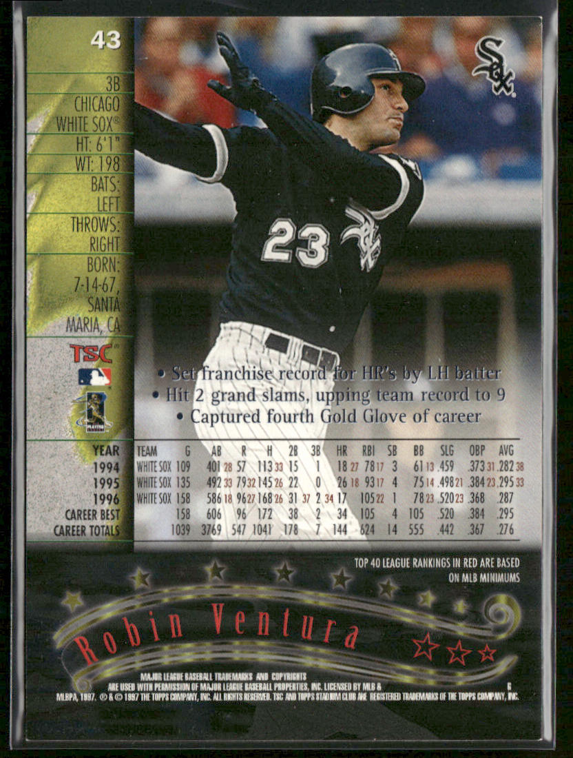 Robin Ventura 1997 Stadium Club #43 Chicago White Sox