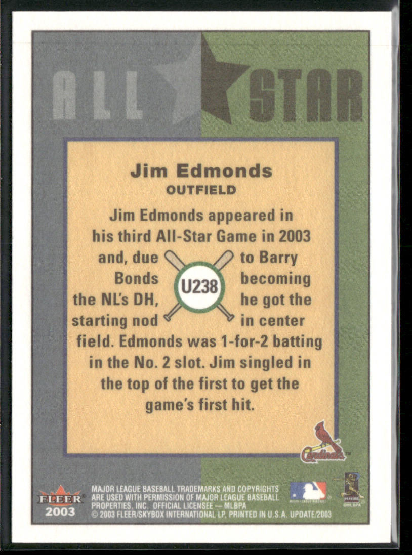 Jim Edmonds 2003 Fleer Tradition Update #U238 St. Louis Cardinals