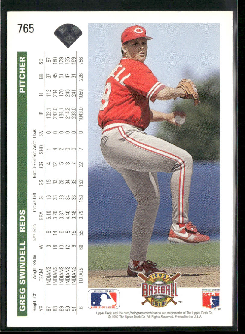 Greg Swindell 1992 Upper Deck #765 Cincinnati Reds