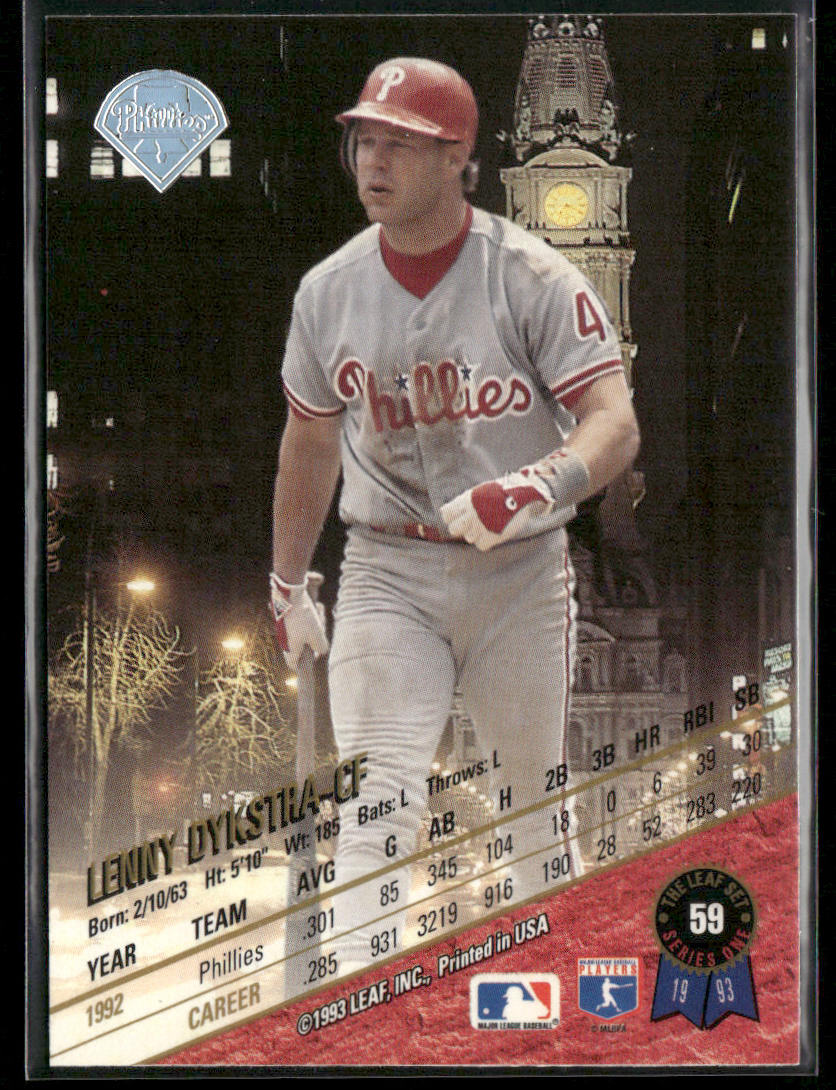 Lenny Dykstra 1993 Leaf #59 Philadelphia Phillies