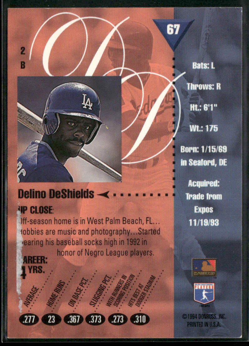 Delino DeShields 1994 Studio #67 Los Angeles Dodgers