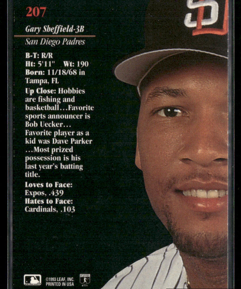 Gary Sheffield 1993 Studio #207 San Diego Padres