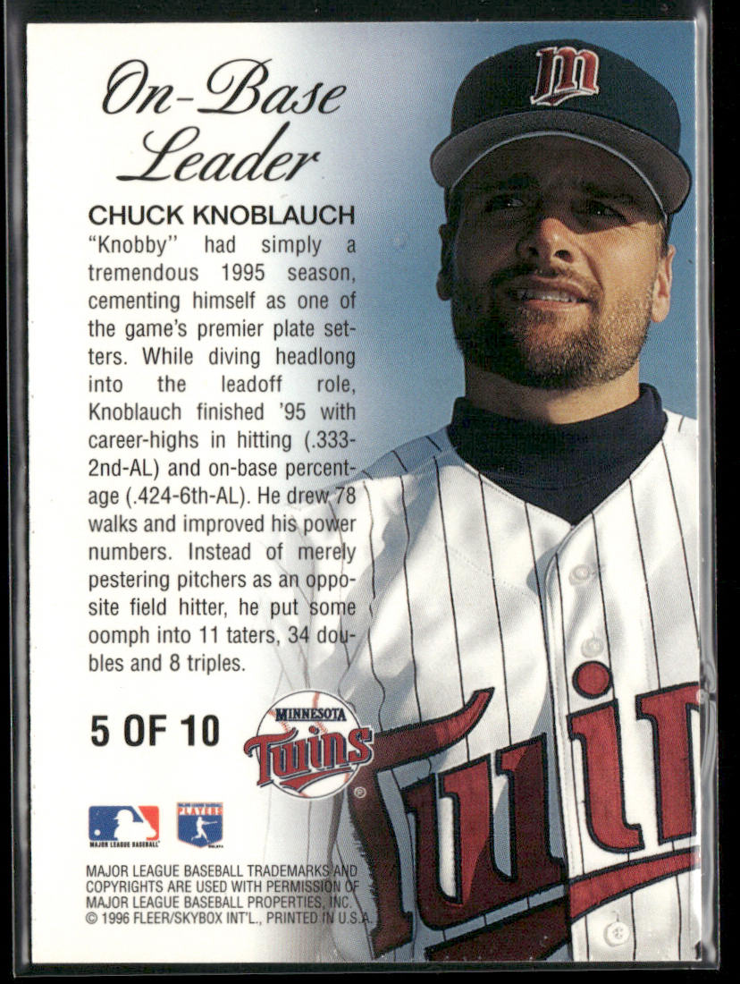 Chuck Knoblauch 1996 Ultra On-Base Leaders #5 Minnesota Twins