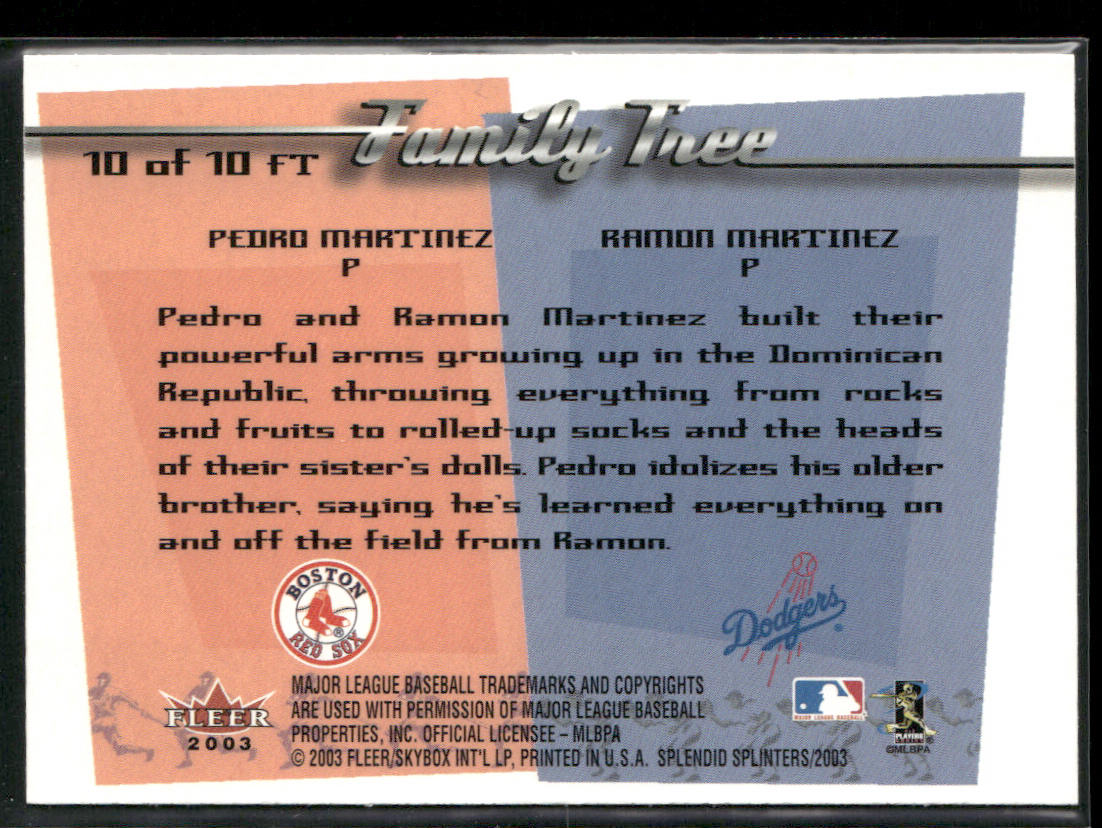 Pedro Martinez / Ramon Martinez 2003 Fleer Splendid Splinters Family Tree #10FT