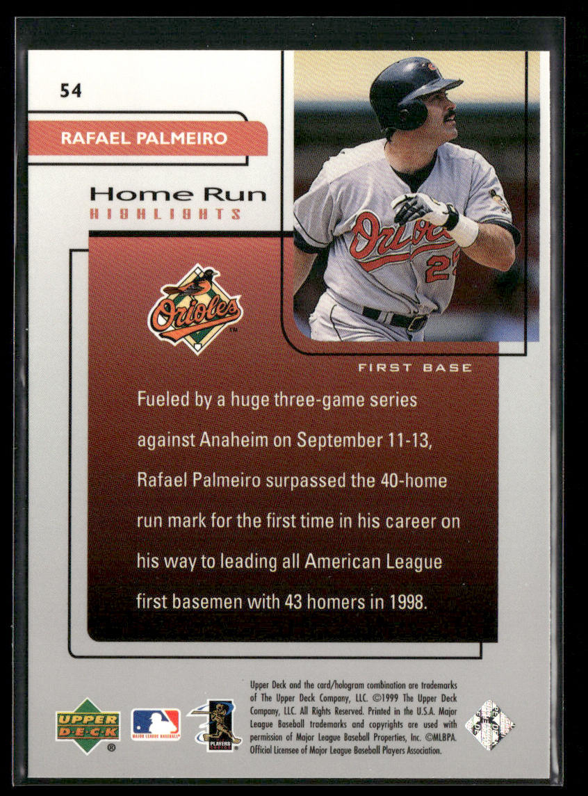 Rafael Palmeiro 1999 Upper Deck Challengers for 70 #54 Baltimore Orioles