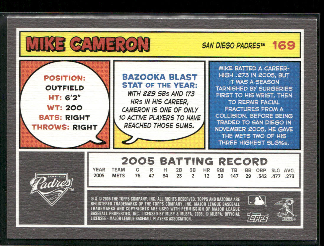 Mike Cameron 2006 Bazooka #169 San Diego Padres