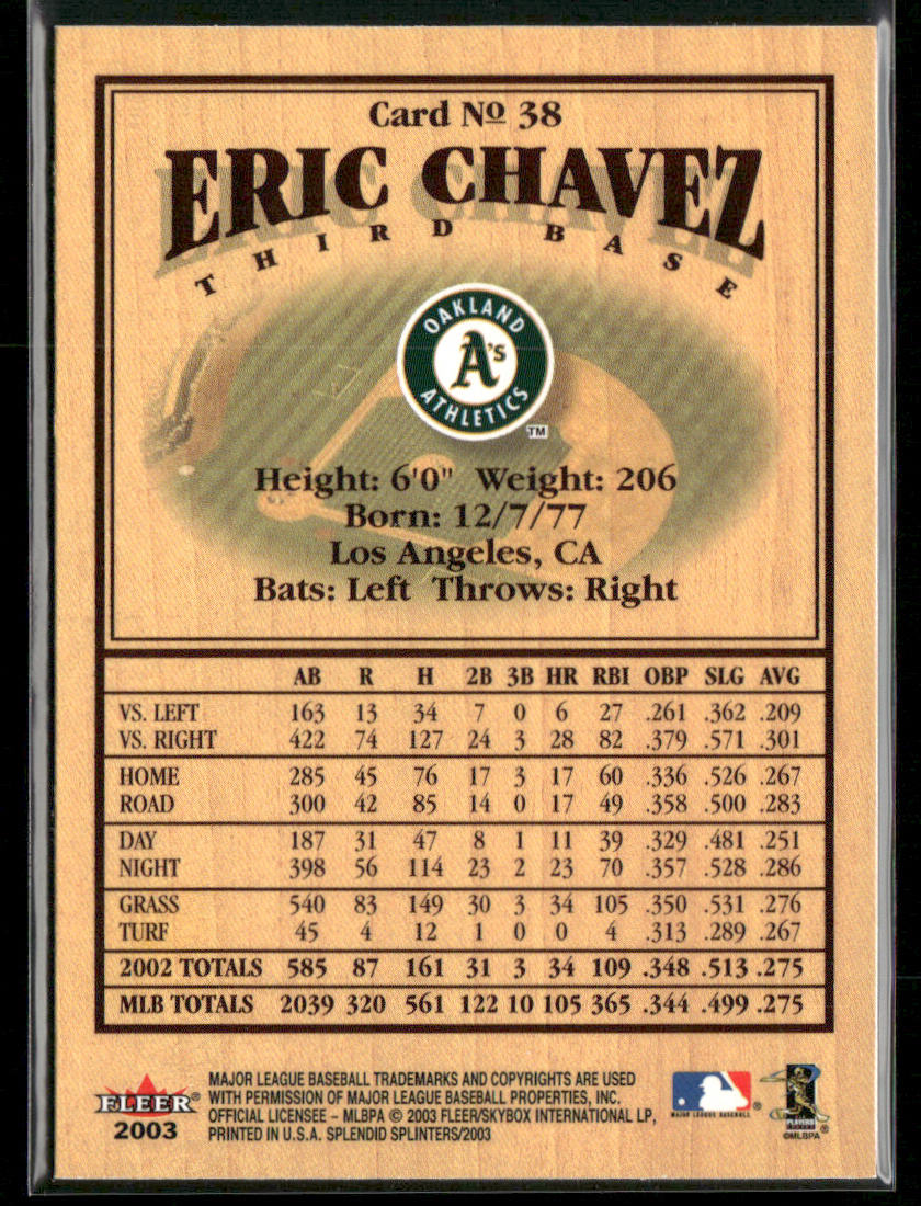 Eric Chavez 2003 Fleer Splendid Splinters #38 Oakland Athletics