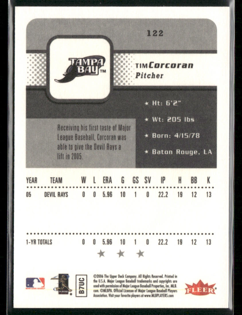 Tim Corcoran 2006 Fleer #122 RC Tampa Bay Devil Rays