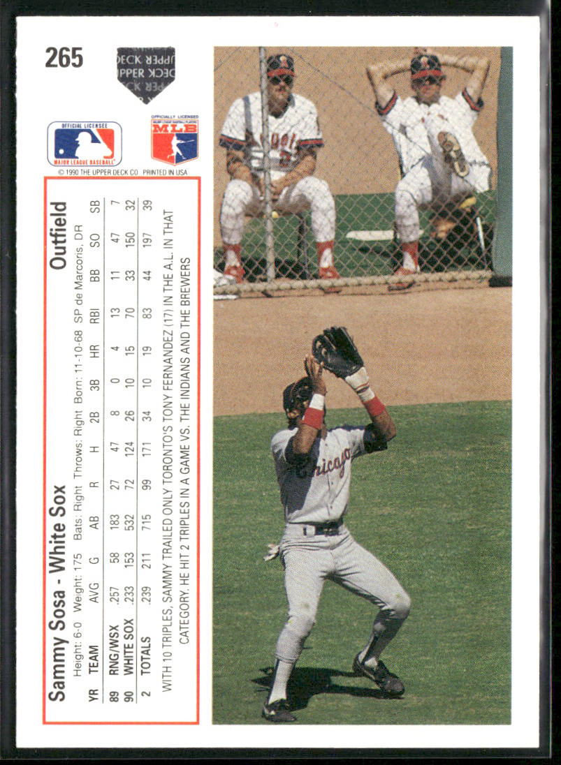 Sammy Sosa 1991 Upper Deck #265c Chicago White Sox