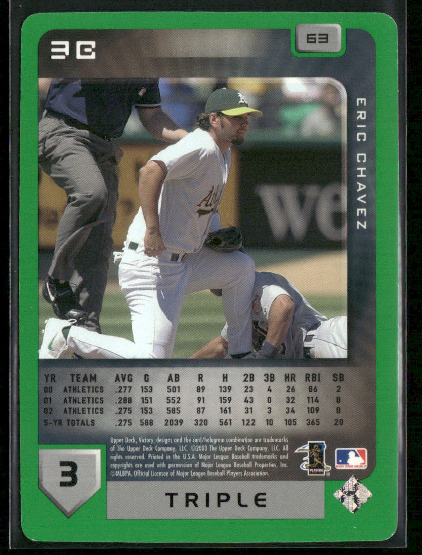 Eric Chavez 2003 Upper Deck Victory Tier 1 Green #63 Oakland Athletics