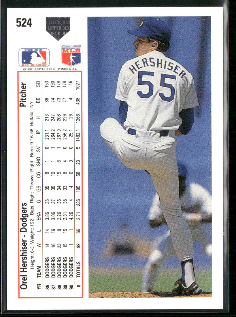 Orel Hershiser 1991 Upper Deck #524b Los Angeles Dodgers