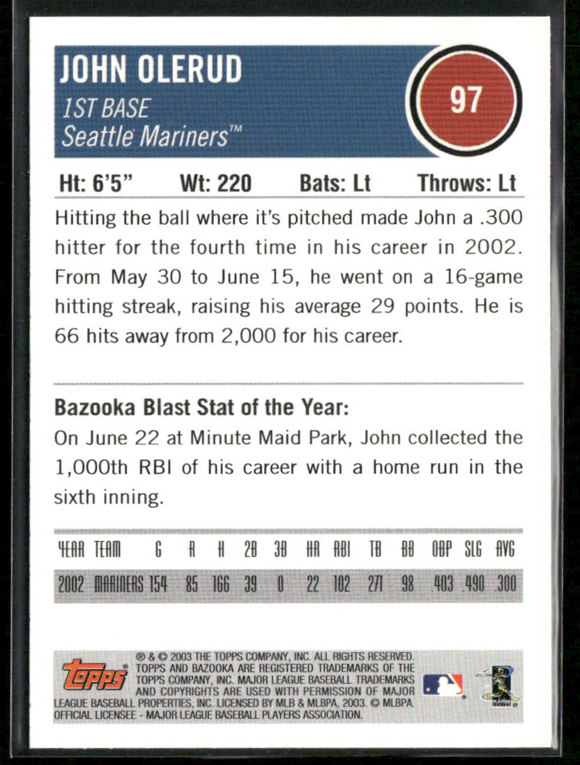 John Olerud 2003 Bazooka #97 Seattle Mariners