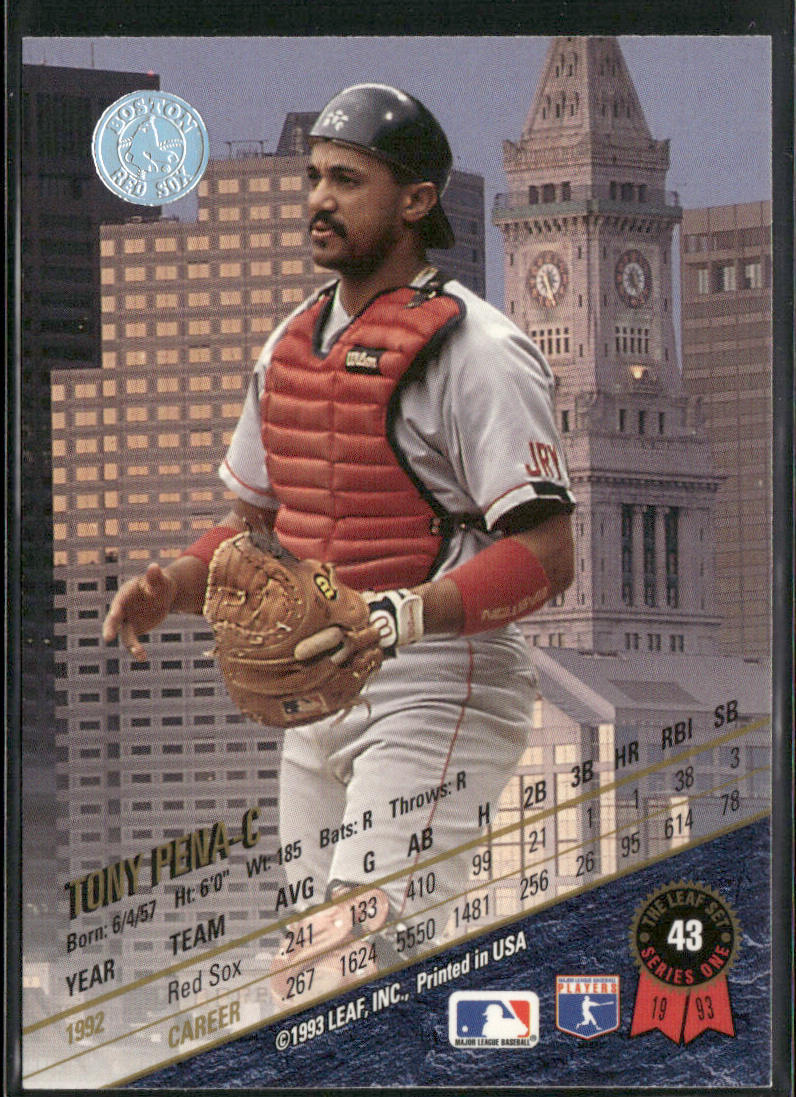 Tony Pena 1993 Leaf #43 Boston Red Sox back