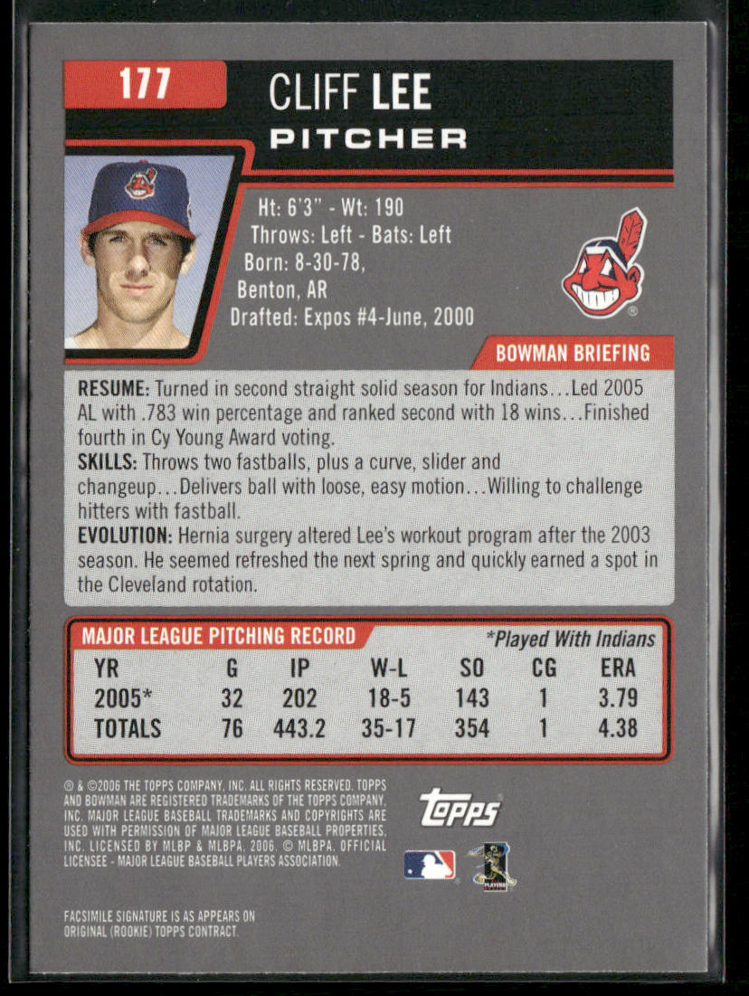 Cliff Lee 2006 Bowman Gold #177 Cleveland Indians
