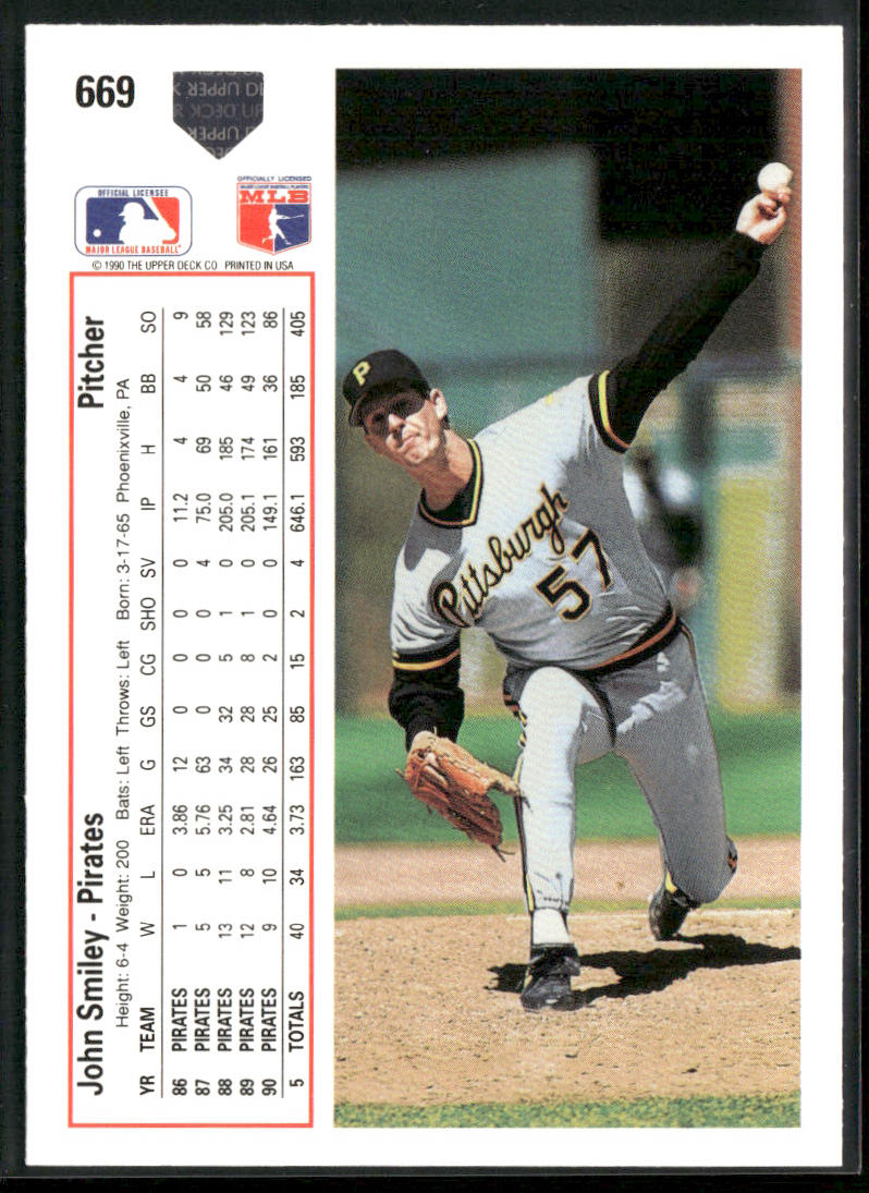 John Smiley 1991 Upper Deck #669c Pittsburgh Pirates