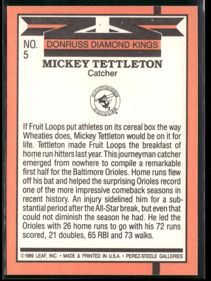 Mickey Tettleton 1990 Donruss #5 Baltimore Orioles