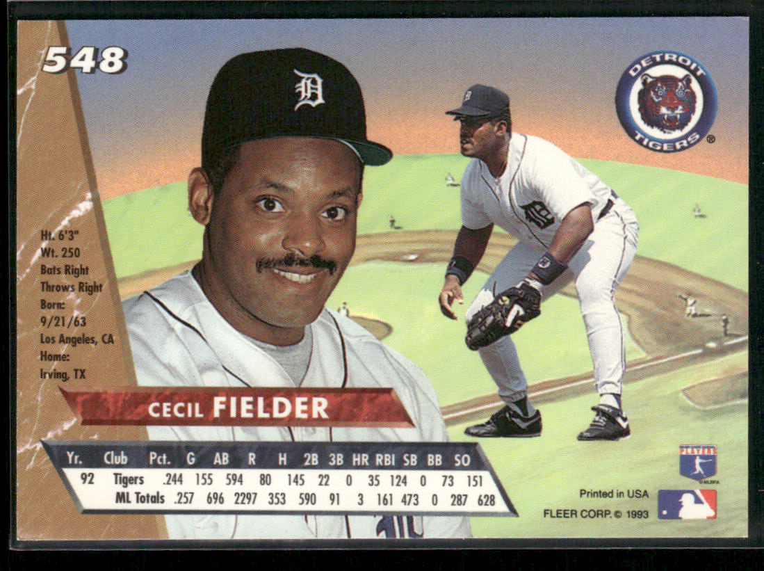 Cecil Fielder 1993 Ultra #548 Detroit Tigers