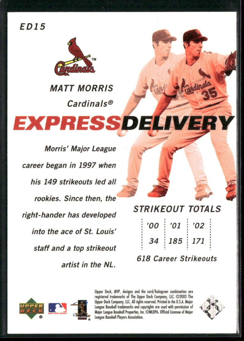 Matt Morris 2003 Upper Deck MVP Express Delivery #ED15 St. Louis Cardinals