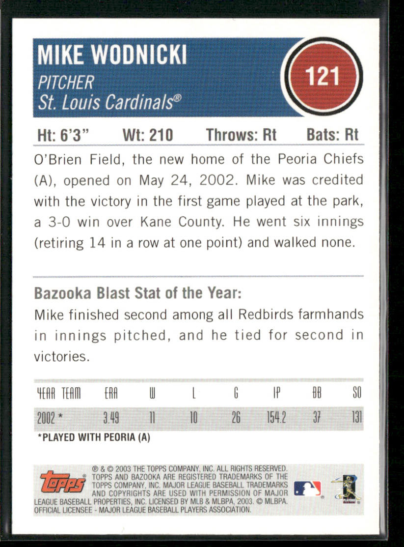 Mike Wodnicki 2003 Bazooka #121 RC St. Louis Cardinals