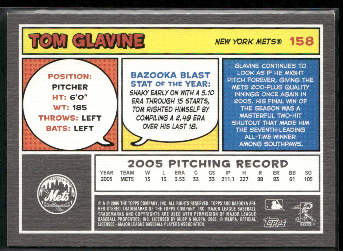 Tom Glavine 2006 Bazooka #158 New York Mets