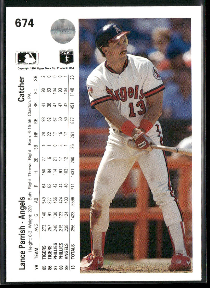 Lance Parrish 1990 Upper Deck #674 California Angels back