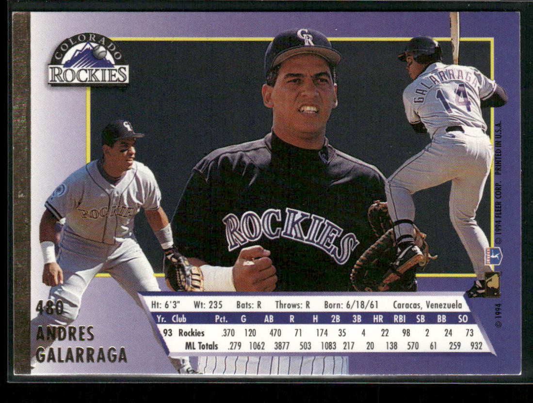 Andres Galarraga 1994 Ultra #480 Colorado Rockies