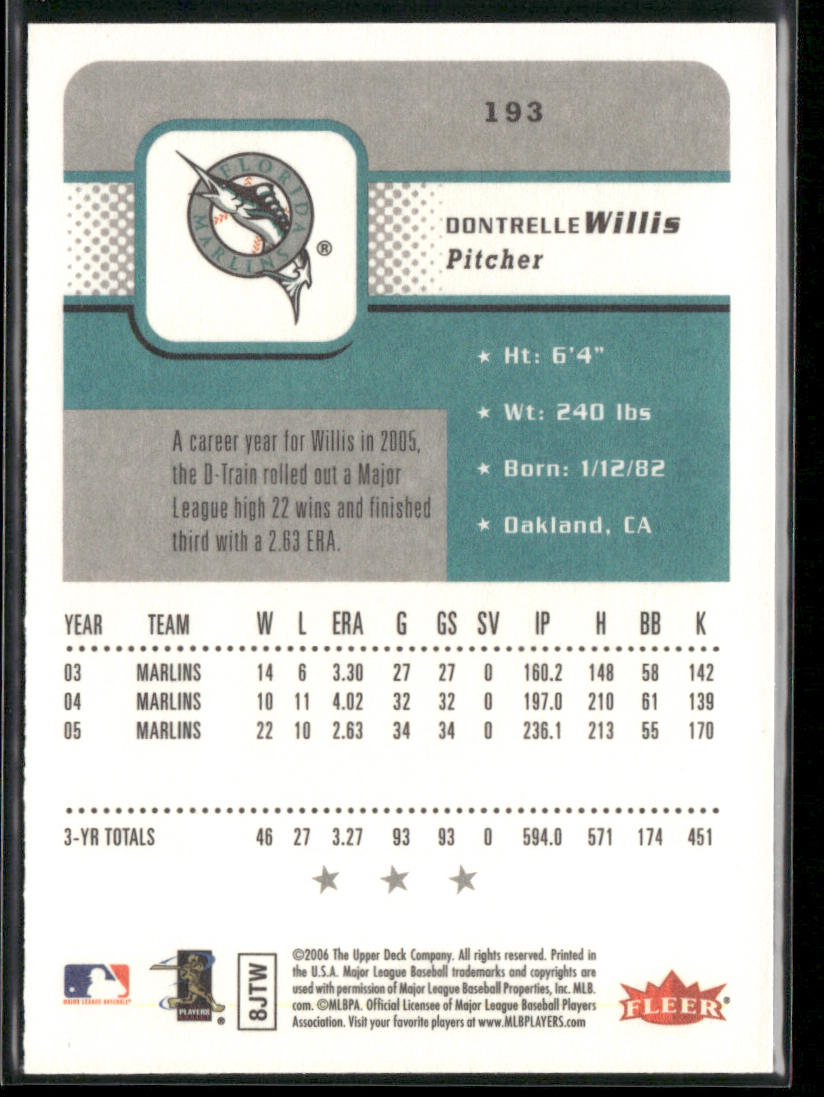 Dontrelle Willis 2006 Fleer #193 Florida Marlins