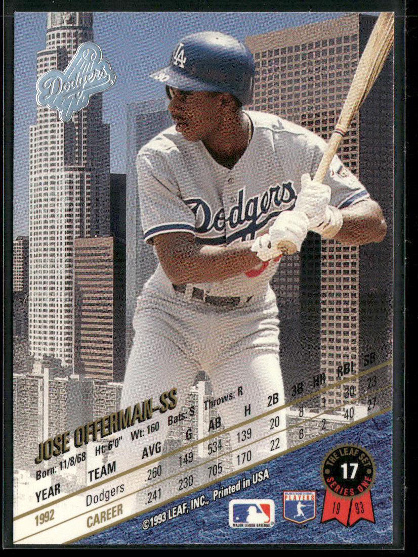 Jose Offerman 1993 Leaf #17 Los Angeles Dodgers