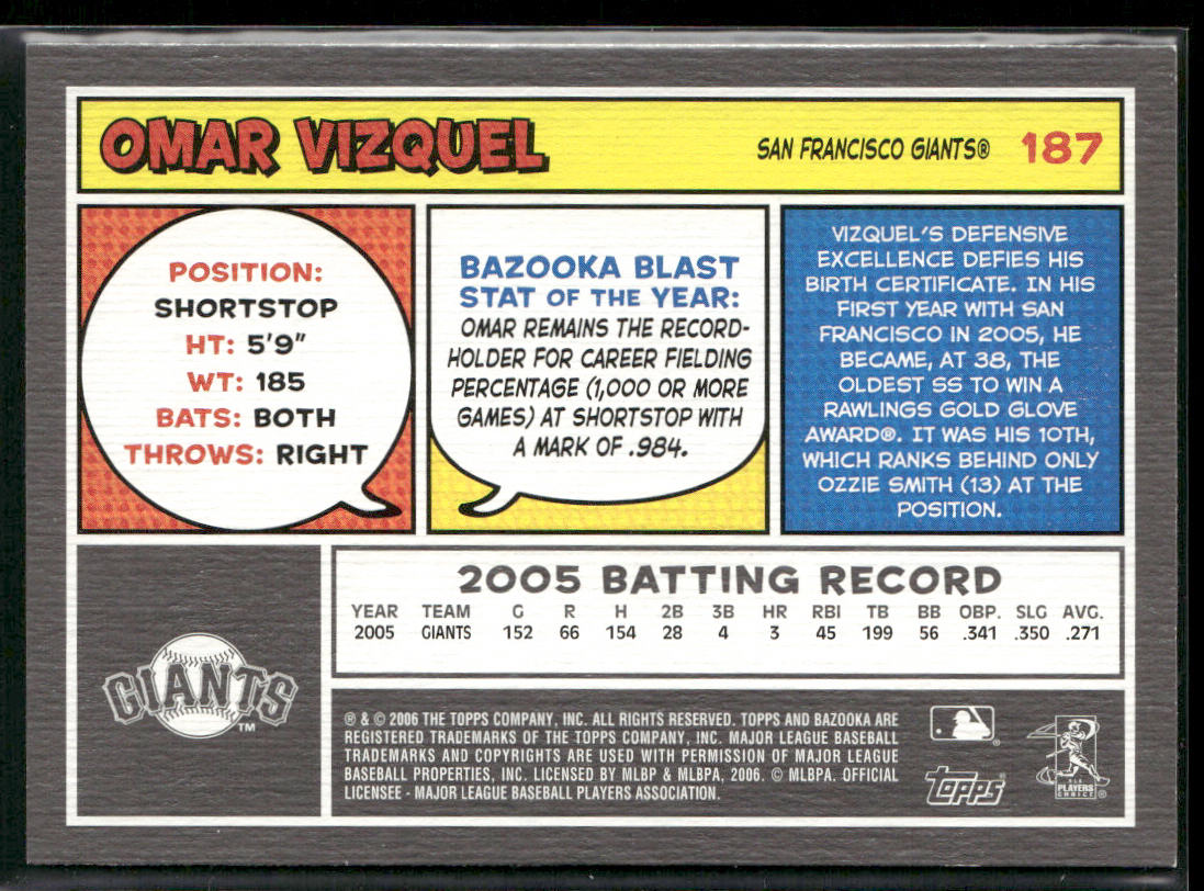 Omar Vizquel 2006 Bazooka #187 San Francisco Giants