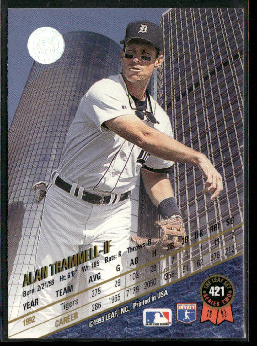 Alan Trammell 1993 Leaf #421 Detroit Tigers