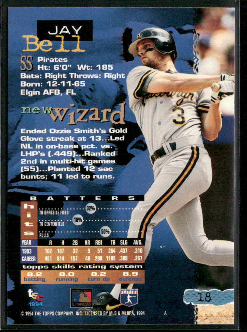 Jay Bell 1994 Stadium Club #18 Pittsburgh Pirates