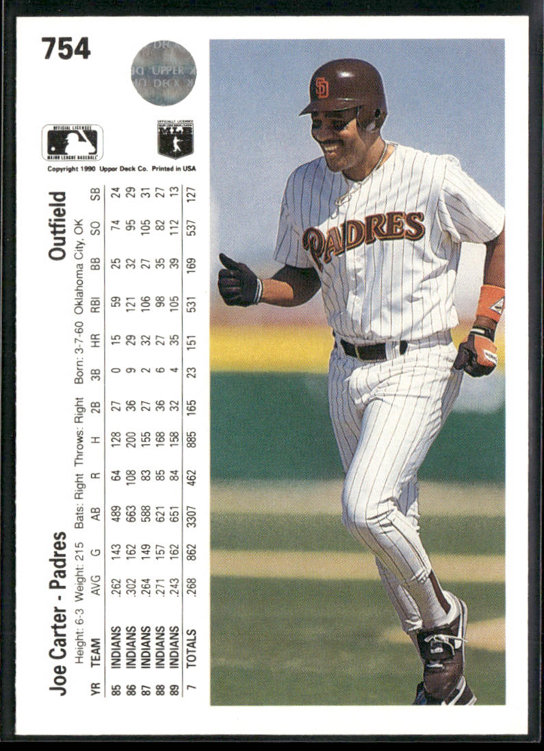 Joe Carter 1990 Upper Deck #754 San Diego Padres