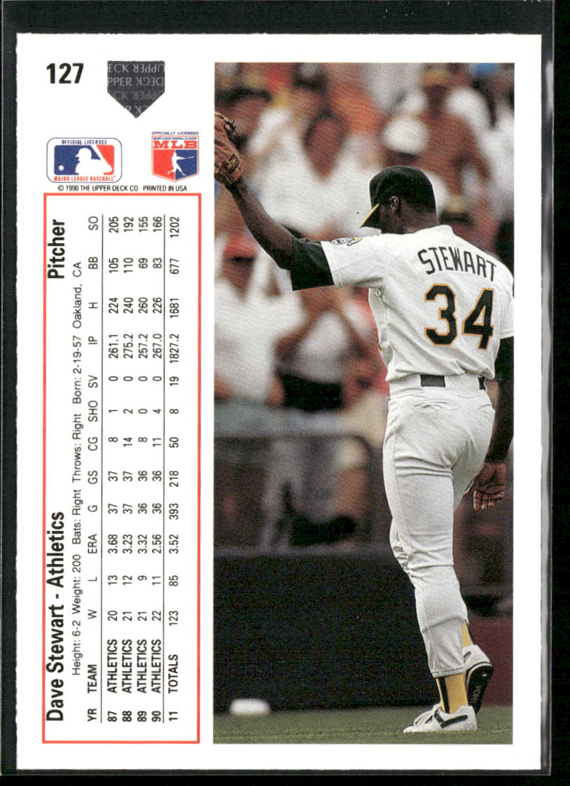 Dave Stewart 1991 Upper Deck #127b Oakland Athletics