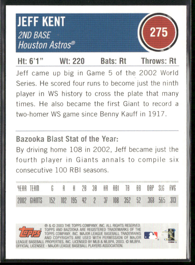 Jeff Kent 2003 Bazooka #275 Houston Astros