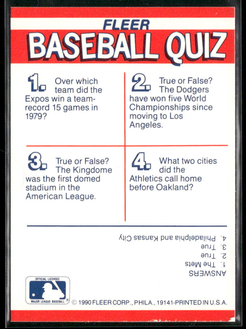 Dodgers / Expos / Athletics / Mariners 1990 Fleer Action Series Team Stickers #