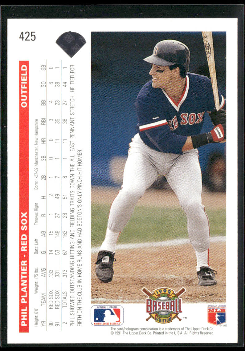 Phil Plantier 1992 Upper Deck #425 Boston Red Sox