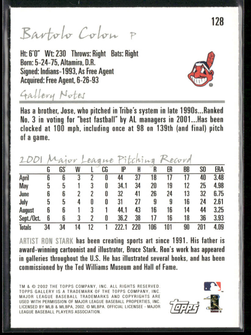 Bartolo Colon 2002 Topps Gallery #128 Cleveland Indians