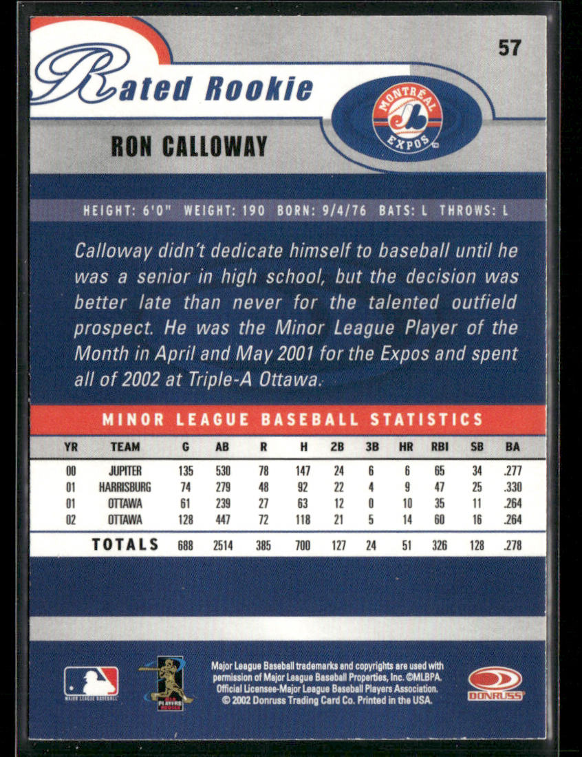 Ron Calloway 2003 Donruss #57 Montreal Expos