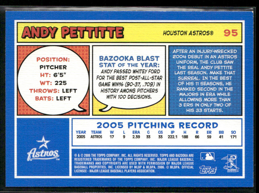 Andy Pettitte 2006 Bazooka Blue Fortune #95 Houston Astros