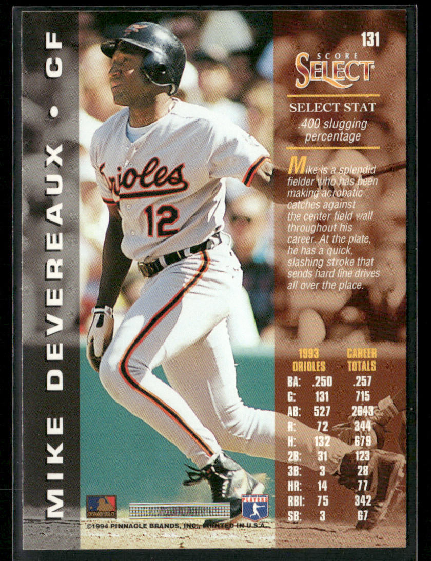 Mike Devereaux 1994 Select #131 Baltimore Orioles