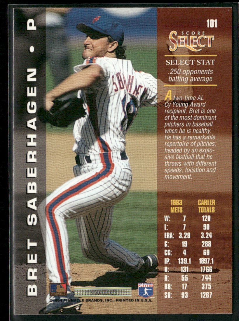 Bret Saberhagen 1994 Select #101 New York Mets