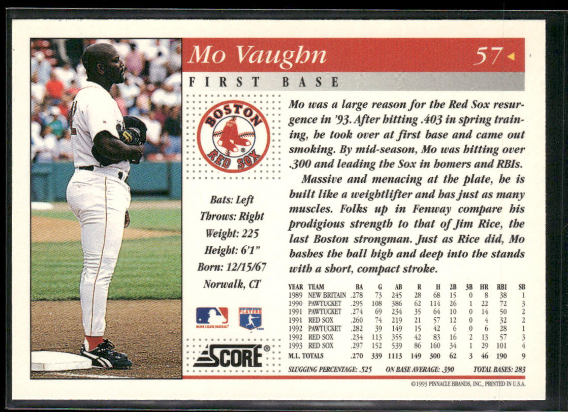 Mo Vaughn 1994 Score #57 Boston Red Sox