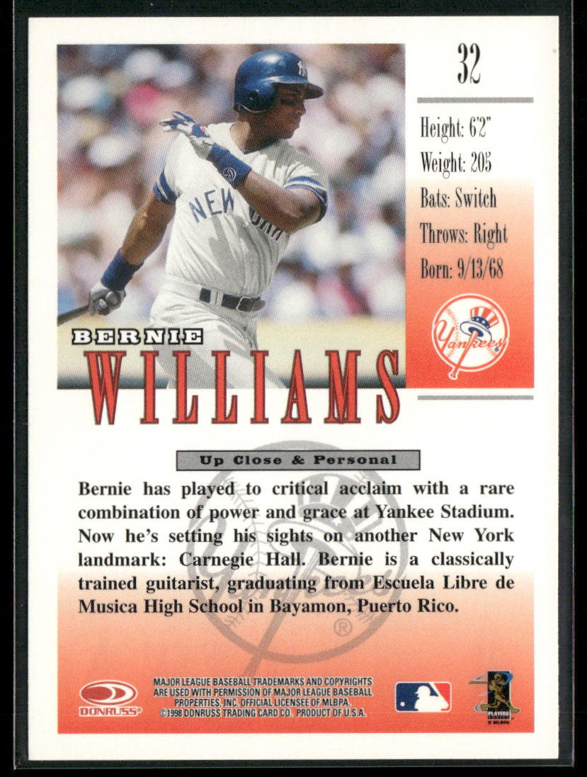 Bernie Williams 1998 Studio #32 New York Yankees