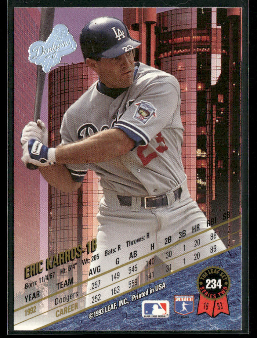 Eric Karros 1993 Leaf #234 Los Angeles Dodgers
