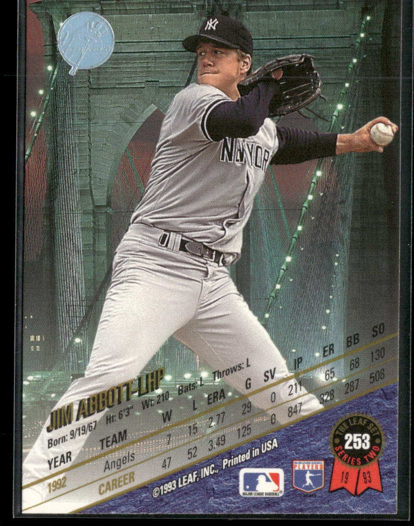 Jim Abbott 1993 Leaf #253 New York Yankees