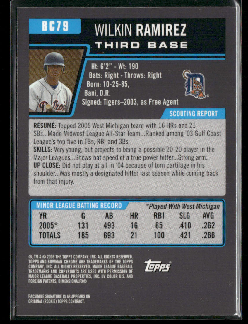 Wilkin Ramirez 2006 Bowman Chrome Prospects #BC79 Detroit Tigers