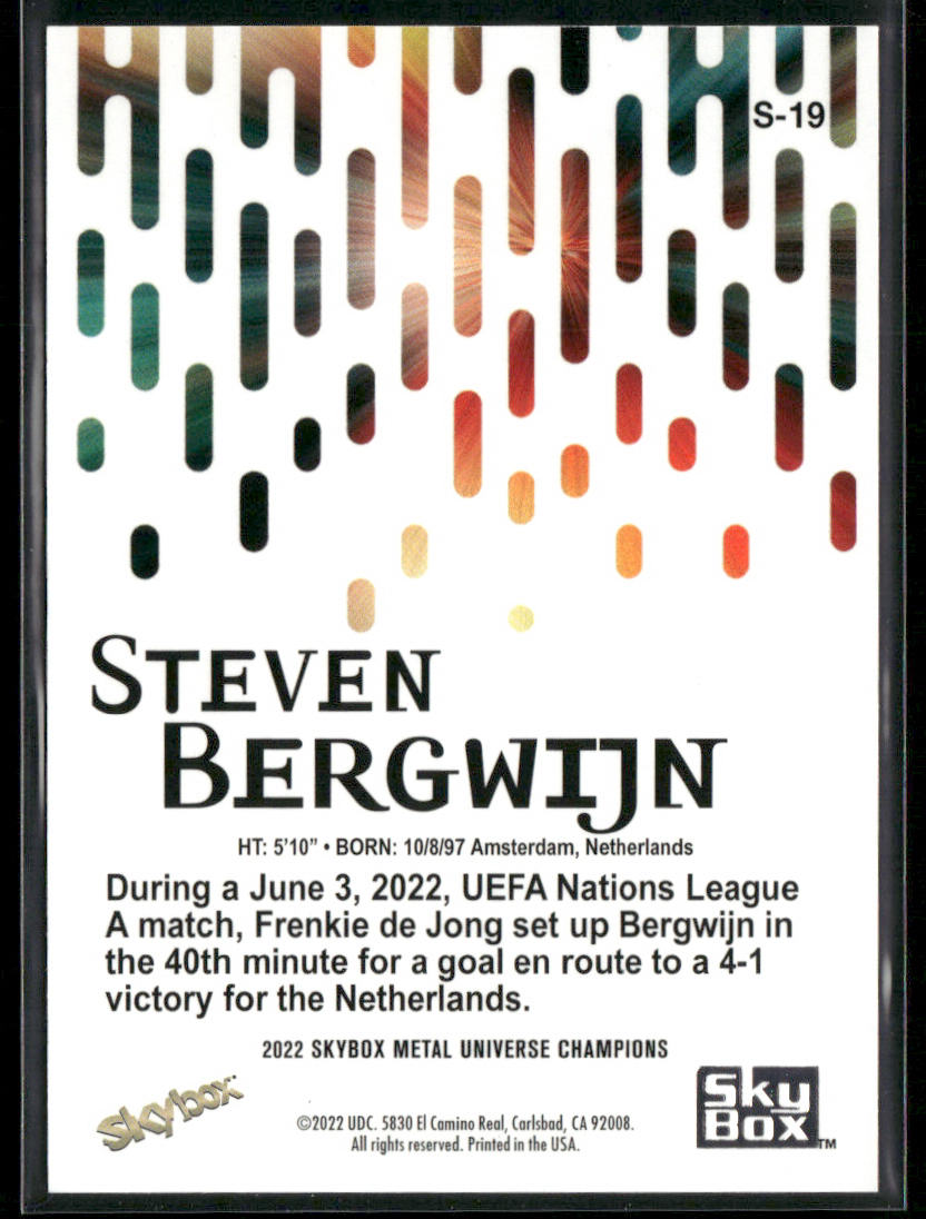 Steven Bergwijn 2022 SkyBox Metal Universe Champions Skybox Premium #S-19 back